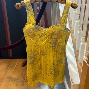 Yellow Dress with grey flowers Size 4